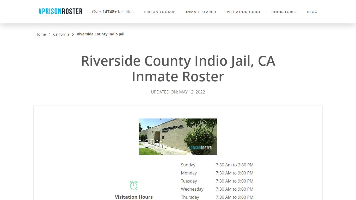 Riverside County Indio Jail, CA Inmate Roster