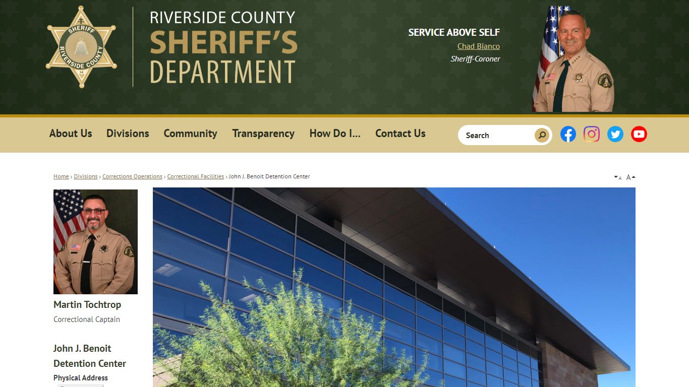 John J. Benoit Detention Center | Riverside County Sheriff, CA